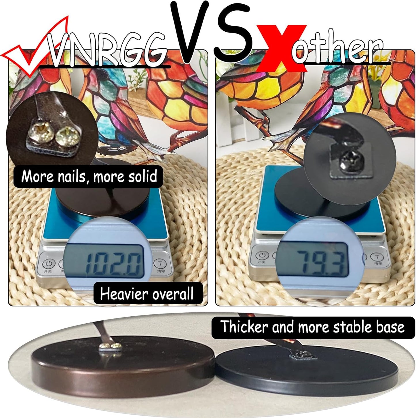 3Birds on a Branch, Metal Desktop Decorations, Home Bird Decorations for Office, Window, Aviary, Garden, Gifts for Bird Lovers, Boxed Set.