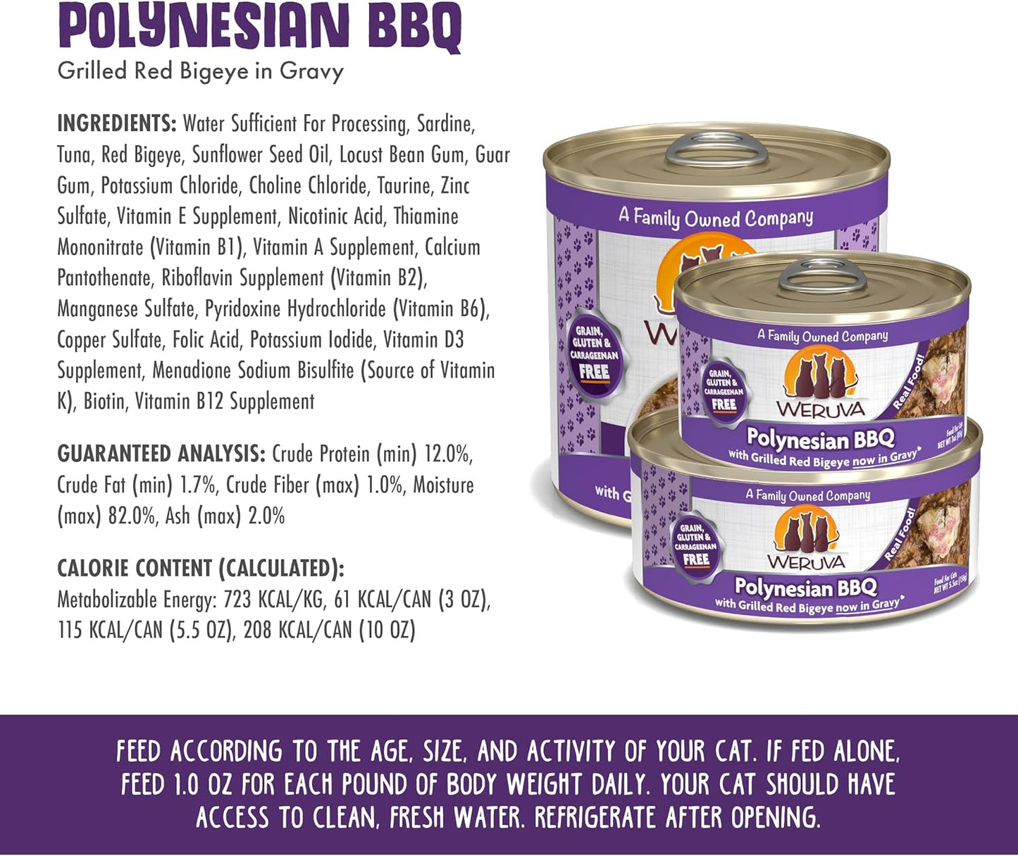 Weruva Classic Cat Food, Polynesian BBQ with Grilled Red Bigeye in Gravy, 10oz Can (Pack of 12)