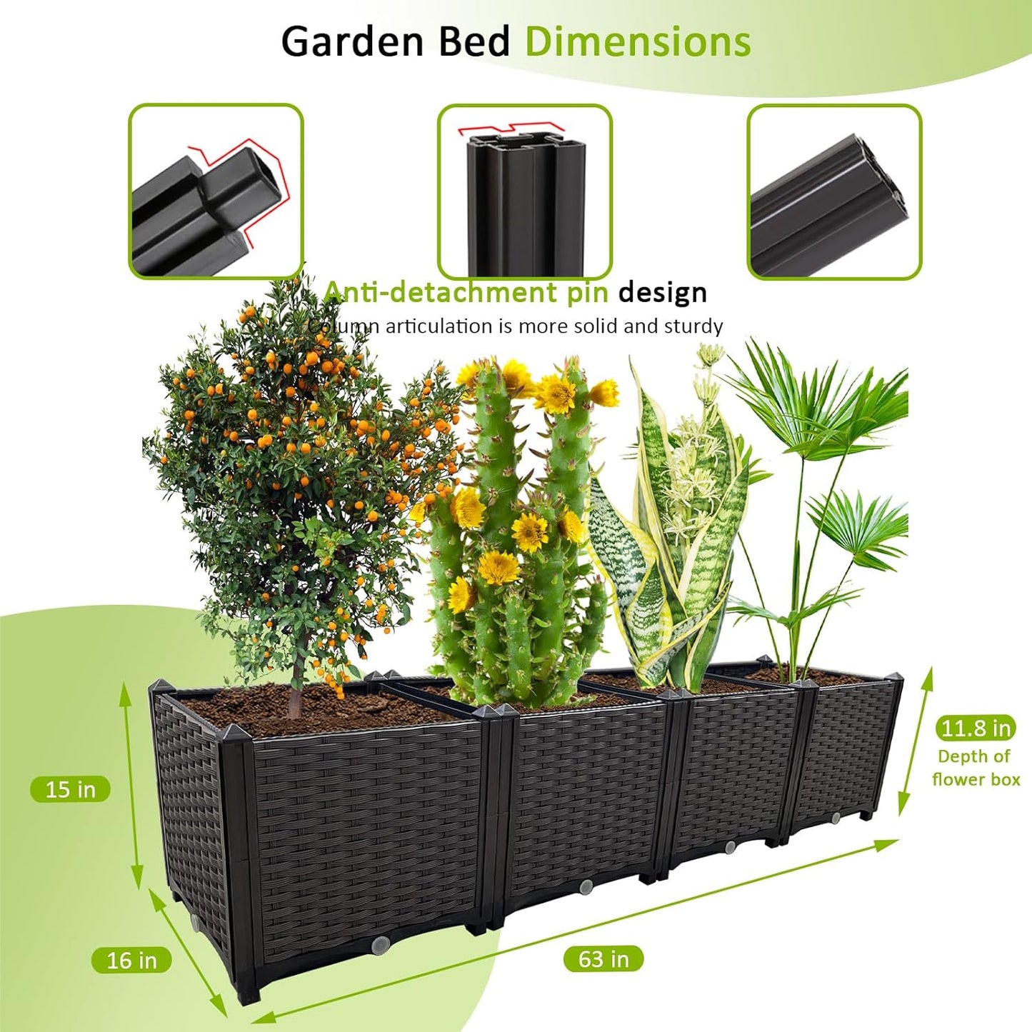 Large Planters for Outdoor Plants pots Elevated Garden Boxes Raised Garden Bed Garden Patio Balcony Deck to Planting Flowers Vegetables Tomato and Herbs