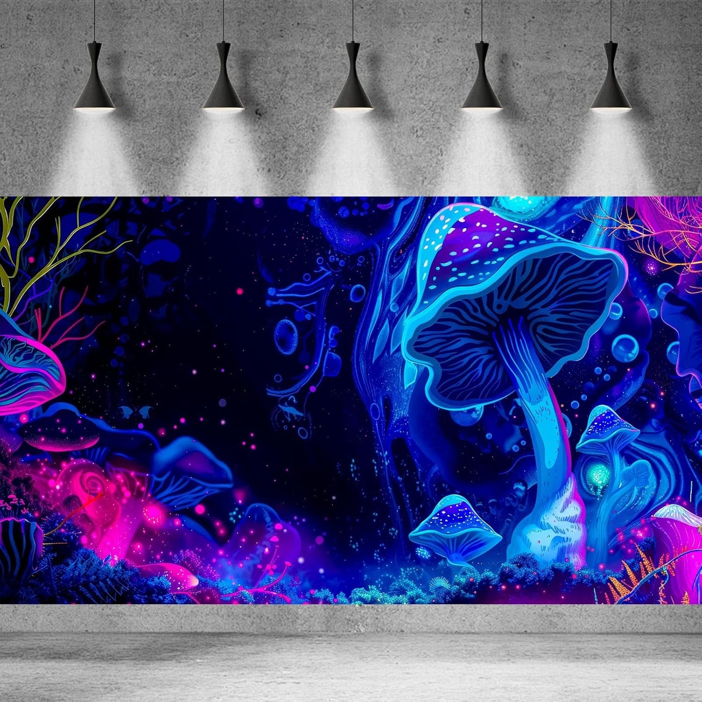 Fantasy Mushroom Forest Aquarium Background Abstract Cartoon Mushroom Reptile Tank Backgrounds Vibrant Jungle Mushrooms Theme Fish Tank Background Magic Mushrooms Reptile Enclosure Backgrounds 48x18in