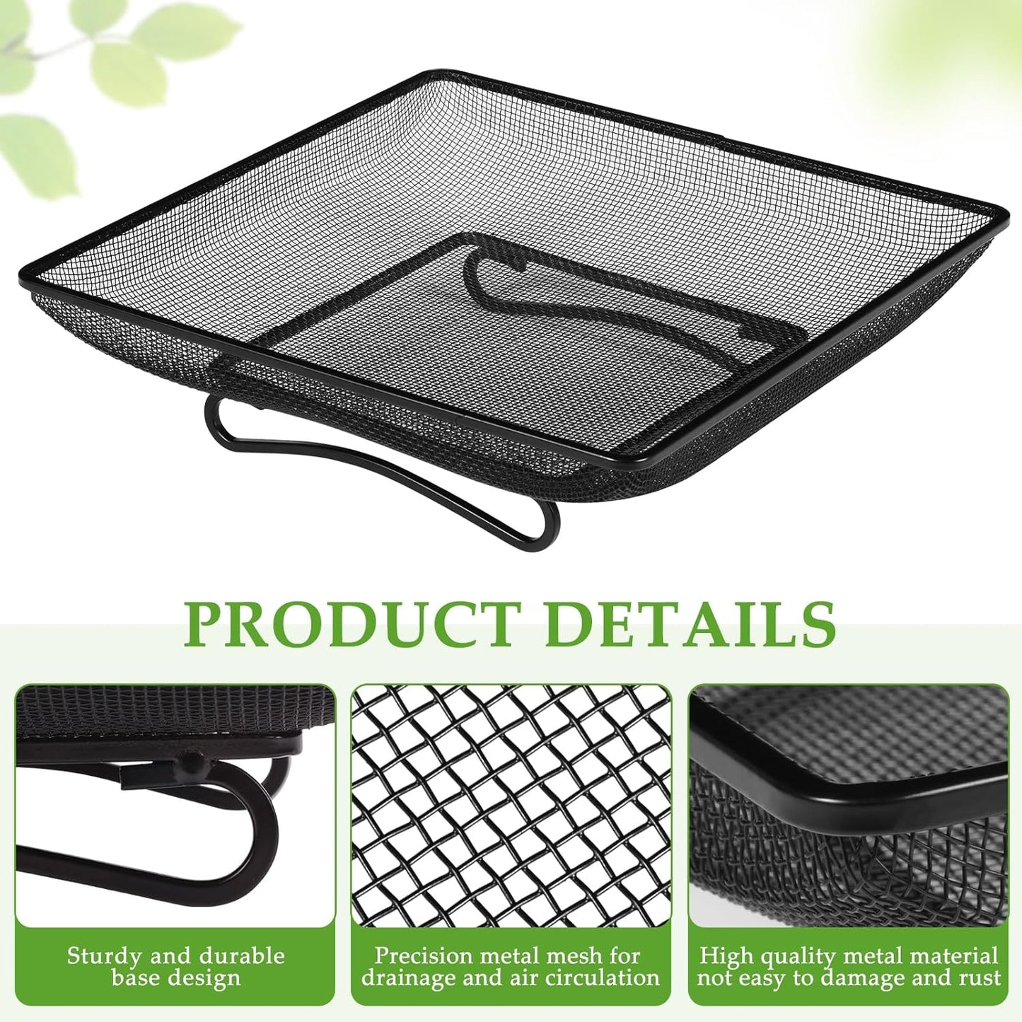 MIXXIDEA Ground Bird Feeder Tray 11x11 Inches, Metal Platform Mesh Seed Tray for Bird Feeders, Great Attracting Garden Yard Decoration for Wild Birds Squirrels Dove,2 Pack