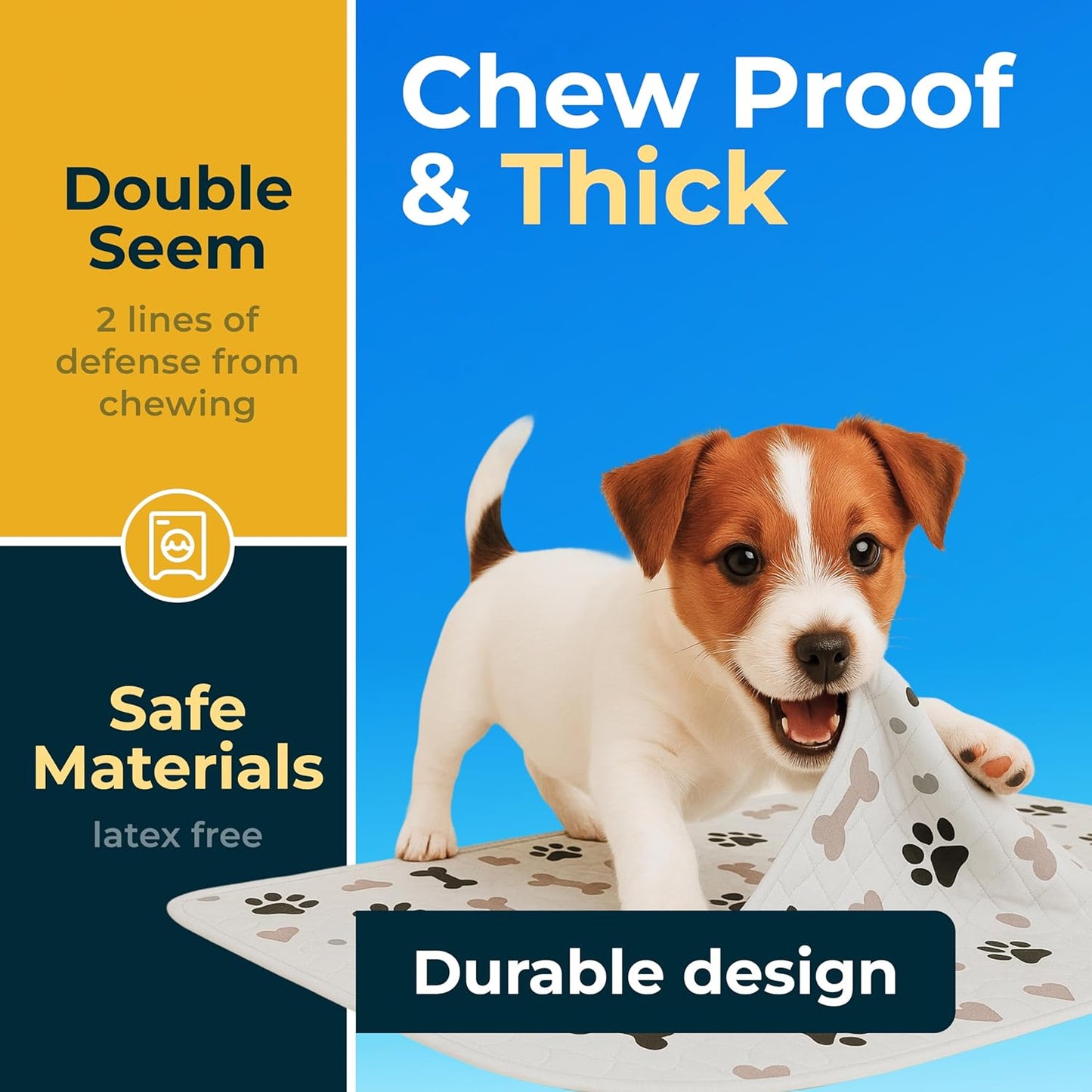 GREEN LIFESTYLE Washable Pee Pads for Dogs - Waterproof Reusable Puppy Pads with Anti-Slip Backing, Pet Training Pad for Puppy Playpen, Crate, Whelping Box, Potty Training (Pack of 2 - 34x36)