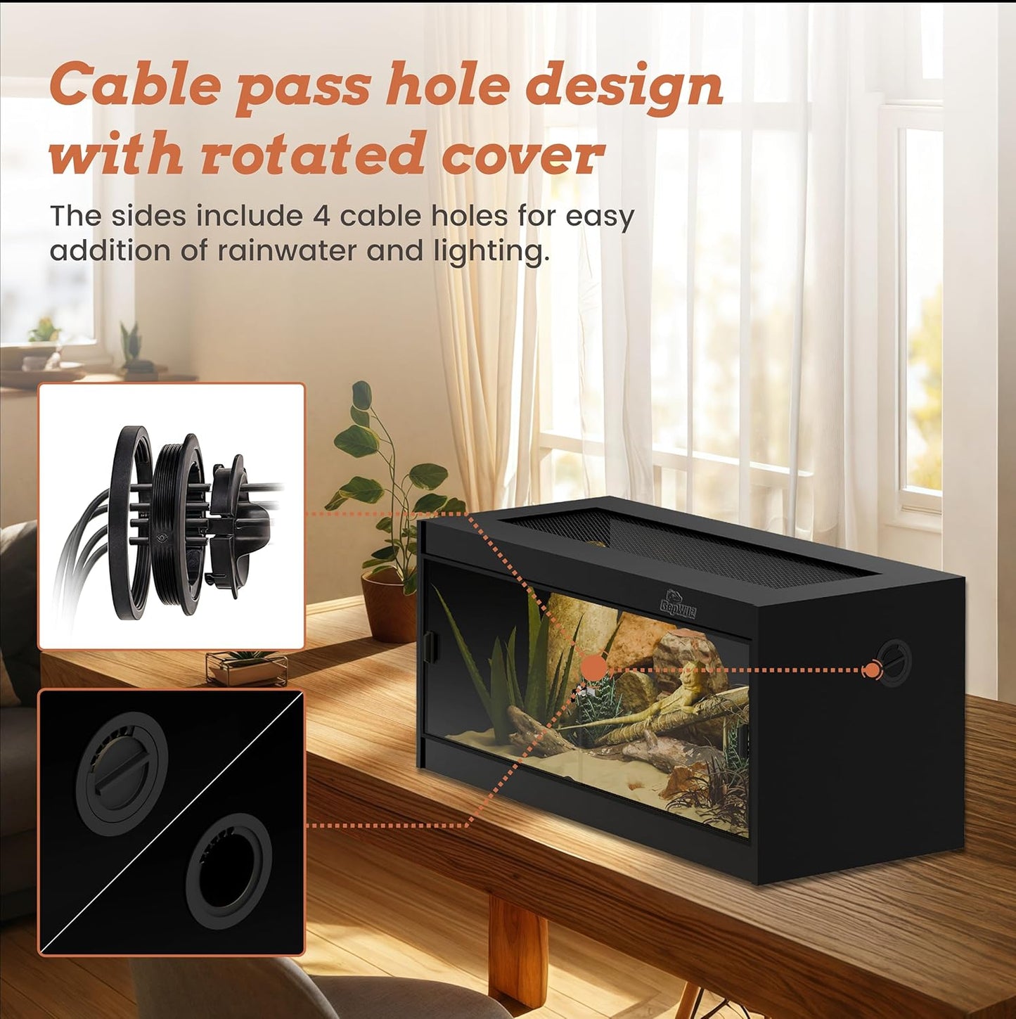 20 Gallon PVC Reptile Enclosure, RepWild 30"x12"x12" Terrarium/Tank with Heavy-Duty Screen Top, Glass Sliding Doors & Lock for Bearded Dragons, Ball Python, Geckos, Lizards