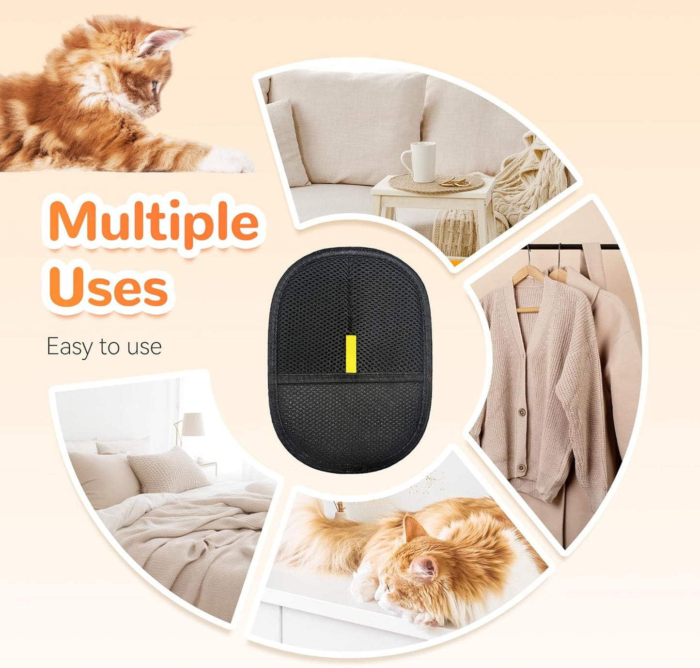 Pet Hair electrostatic Hair Removal Gloves, Suitable for Removing Dog Hair from Sofas, Curtains and Carpets.2pcs