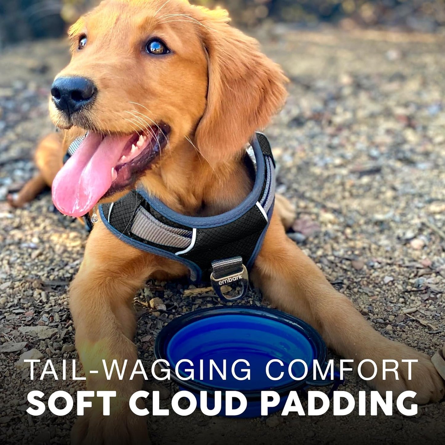 Embark Adventure Dog Harness, Reflective Trim No Pull Dog Harness for Large Dogs - Military Grade Nylon, Front Clip with Gel Lined Handle. Soft & Padded Puppy for Any Breed