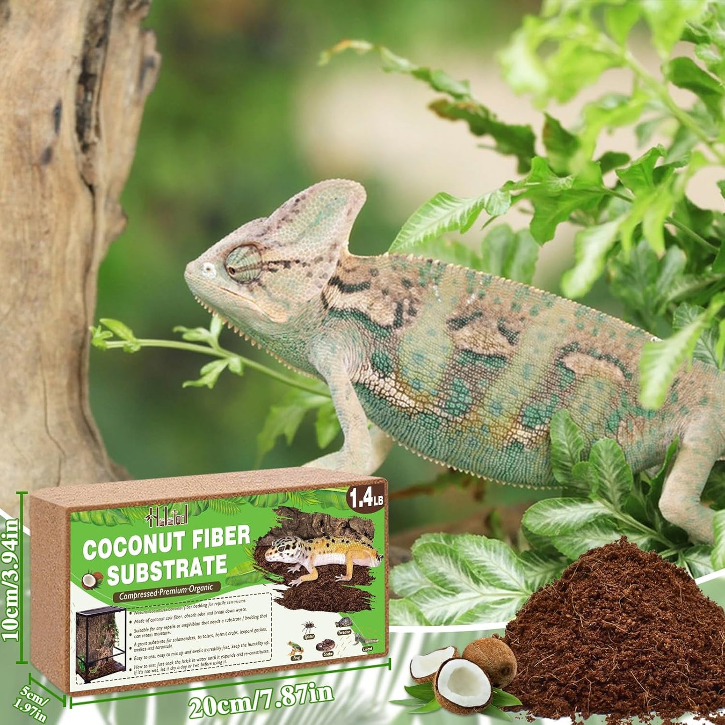 Halatool 4Pack Coconut Fiber Substrate Natural Premium Coco Coir Terrarium Aquarium Substrate for Reptile Tank Tortoise Habitat Beard Dragon Leopard Gecko Snake Tarantula Worm Bins Hermit Crab Snake