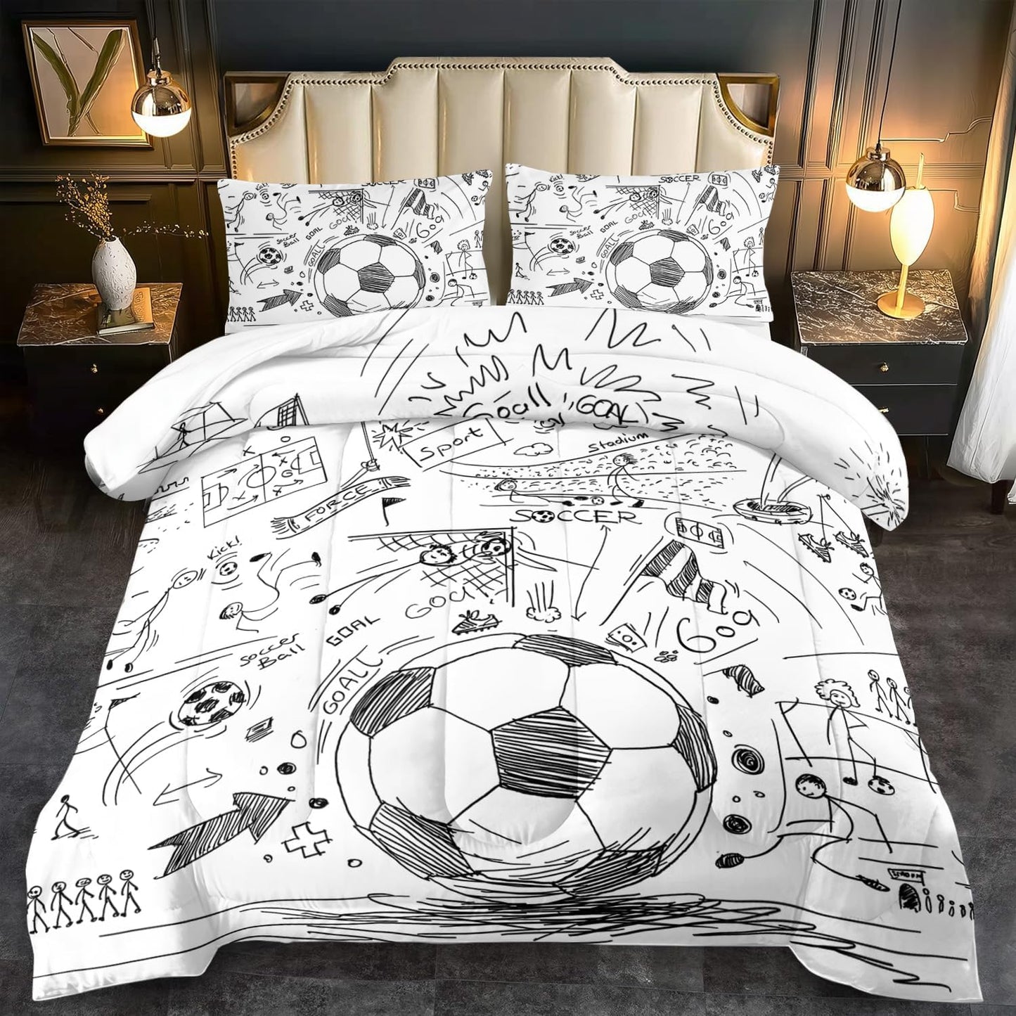 Football Sports Comforter Sets for Boys Queen,Soccer Comforter Sport Bedding for Boys Room,Gaming Bed Soccer Bedding Queen Set,Games Quilt Bedroom Bed Decor Kids and Teen