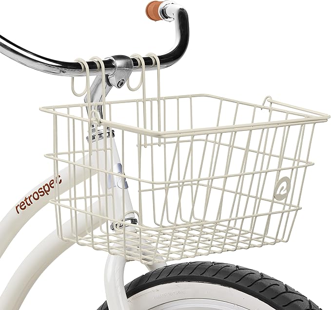Retrospec Apollo-Lite Lift-Off Bike Basket - Detachable Steel Handlebar Basket with Carrying Handle for Commuting, Shopping & Beach Trips - 14.5in x 9.5in Weather-Resistant Biking Gear