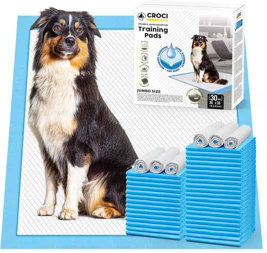 CROCI Dog Pee Pads 36x36in Extra Large, Wee Wee Pads for Dogs Super Absorbent Up to 10 Cups, Disposable (30 Counts)