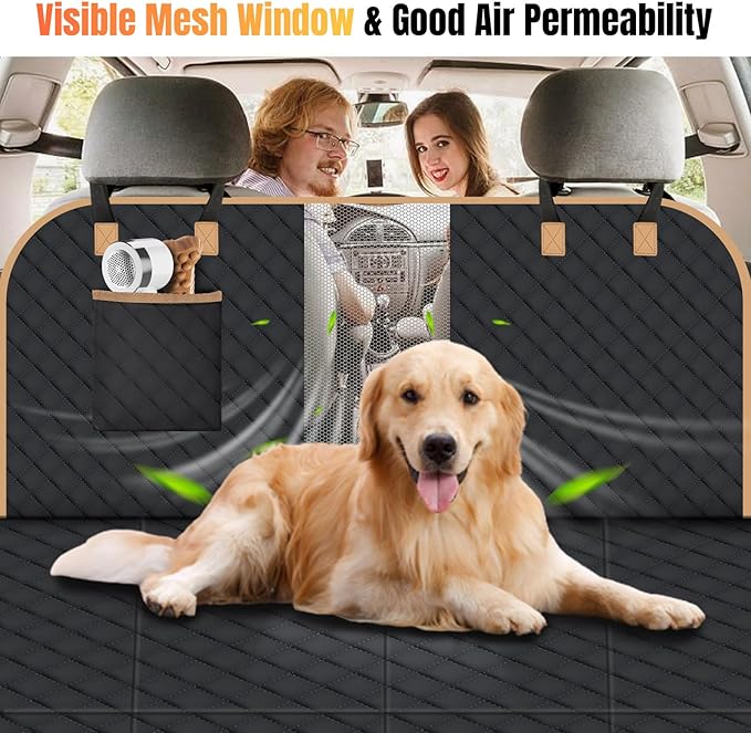 Dog Car Seat Cover for Back Seat, Dog Car Bed Cover with Strong Hard Bottom 4 Panels, Car Back Seat Extender Hammock for Car SUV Truck Black Color