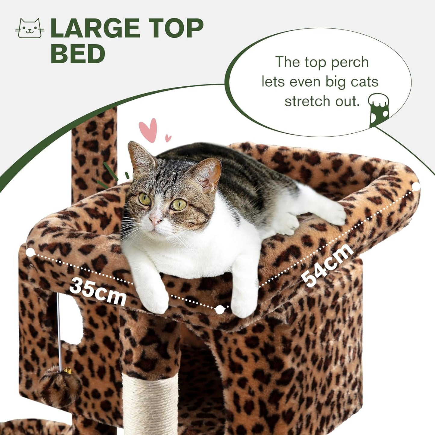 MUTICOR 66 Inches Multi-Level Large Cat Tree Tower for Indoor Big Feline/Cozy Plush Perches/Condo/Sisal Scratching Posts/Hammock and Baskets/Activity Center Play House/Wide Base/Leopard Print