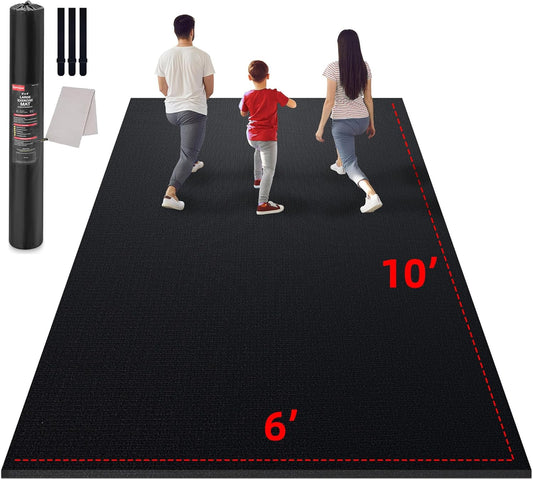 Large Exercise Mat for Home Workout,12‘x6’/10'x6'/9'x6'/8'x6'/7'x5'/6'x4' (7mm) Extra Thick Workout Mat, High-Density Gym Mat for Cardio, Jump Rope, MMA, Weights (Shoe-Friendly)
