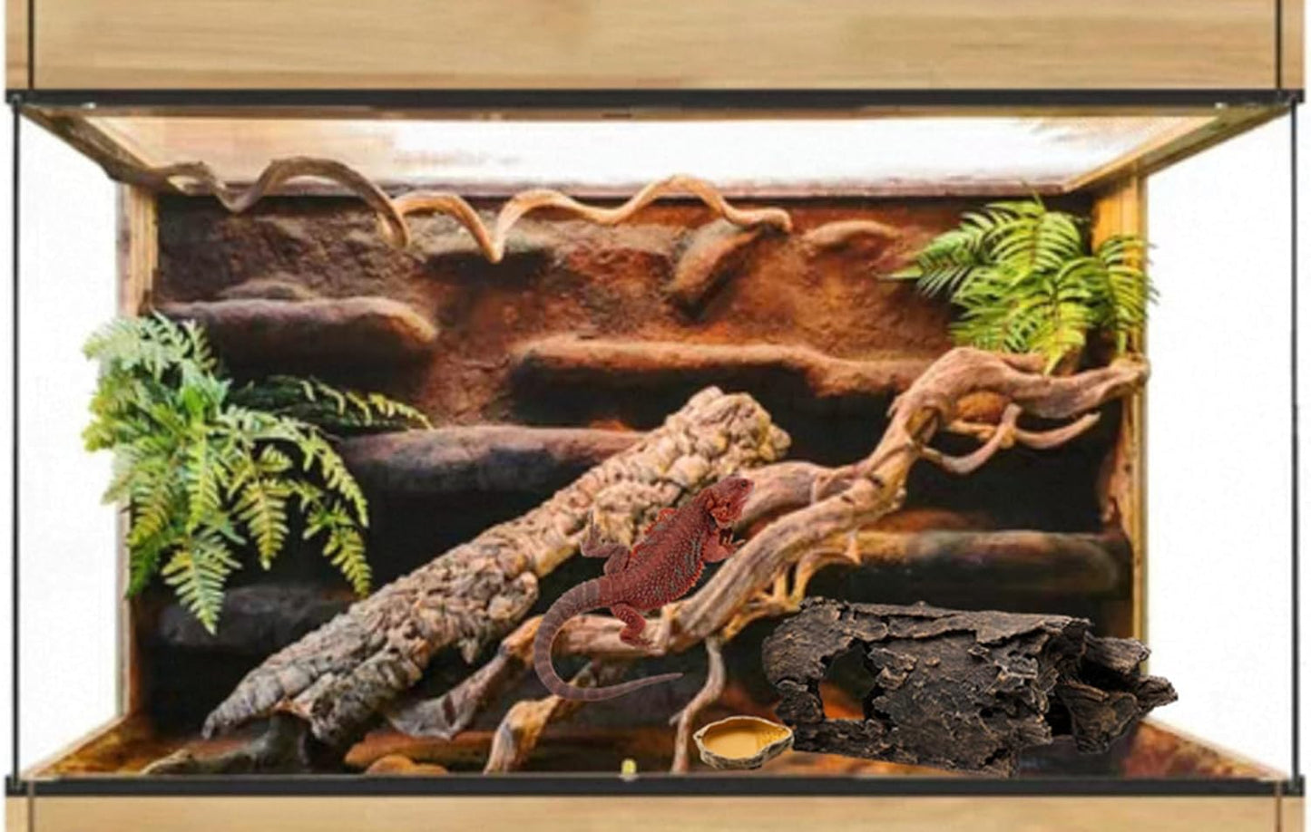 Reptile Hide Bark Texture,Snake Hide,Bearded Dragon Basking Platform,Aquarium Decor for Amphibians,Leopard Gecko,Lizard,Turtle,Tortoise,Betta Fish,Spider,Scorpion,Axolotl