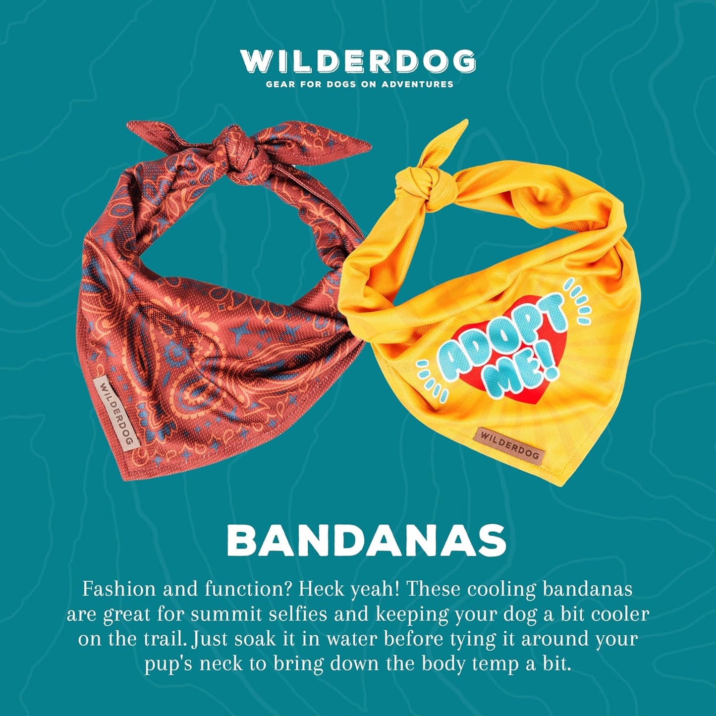 Wilderdog Dog Bandana with Lightweight Quick Drying Poly-Blend Mesh Material in Hazy