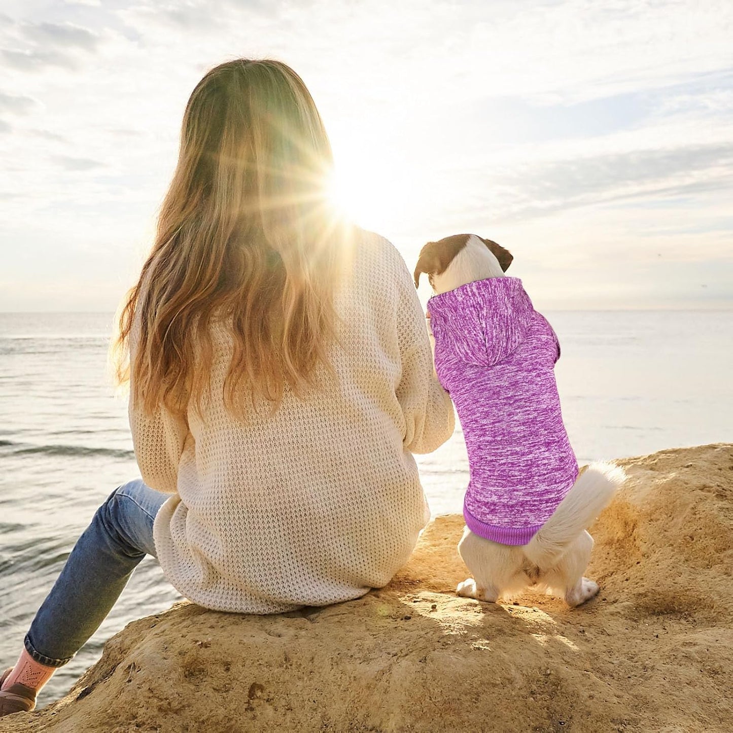 Dog Sweaters for Medium Dogs Dog Hoodie Fleece Dog Sweater Soft Dog Clothes Sweatshirt with Pocket Dog Hoodie for Medium Dogs(Purple&M)