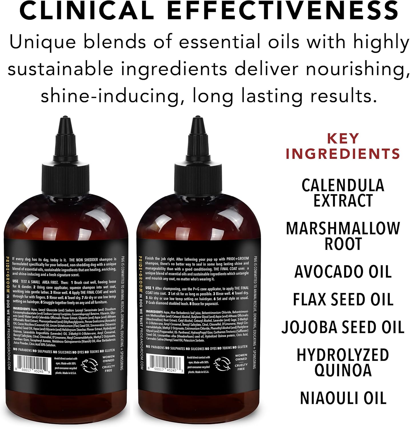 Pride and Groom The Non Shedder Box Set – Dog Shampoo & Conditioner with All Natural Blend of Essential Oils & Ingredients to Heal and Nourish for Long Lasting Shine & Manageability – 32oz