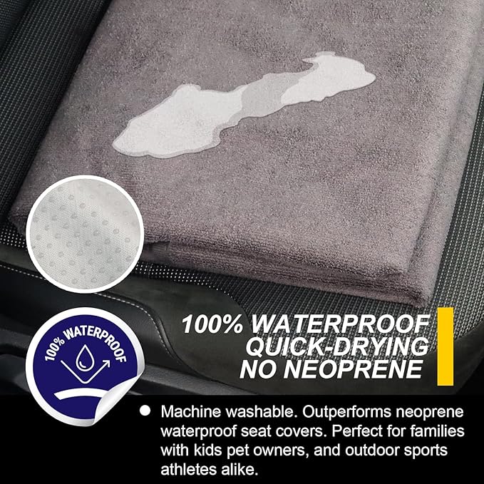 Back Seat Cover for Car Trucks Van SUV,Waterproof Rear Bench Towel Seat Covers for Dogs and Kids,Automotive Backseat Protector (Grey)