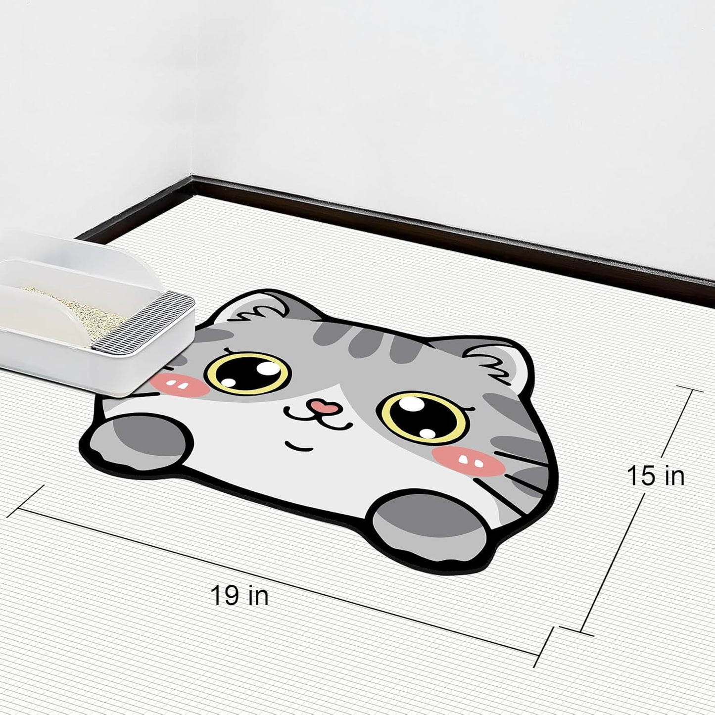 Pet Supplies Cat Feeding Bowl Mat - Absorbent, Easy Clean, Quick Dry for Cat Food and Water Dispenser - Grey, 19"x15"