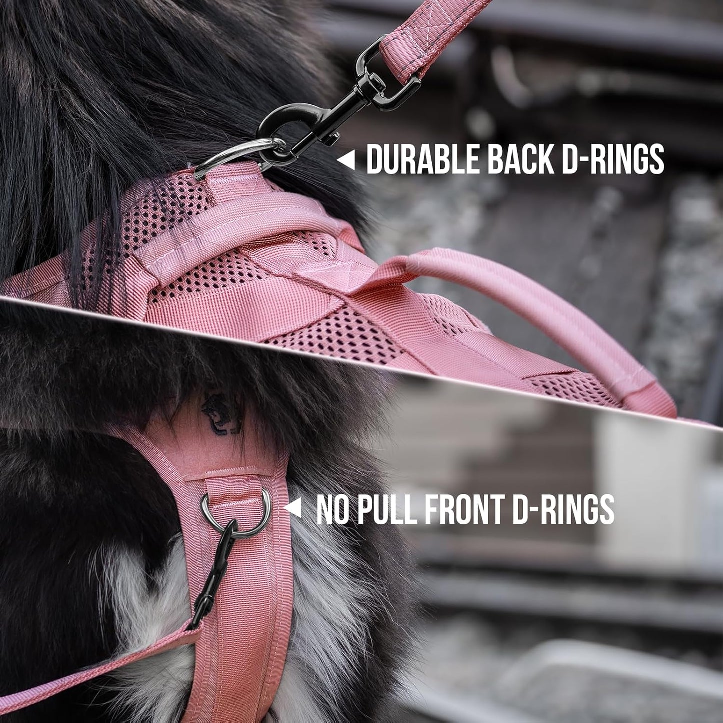 OneTigris Tactical Dog Harness for Small Dogs, No Pull Small Dog Vest Harness with Handles Breathable Military Dogs Molle Vests, Walking Hiking Training (Pink, X-Large)