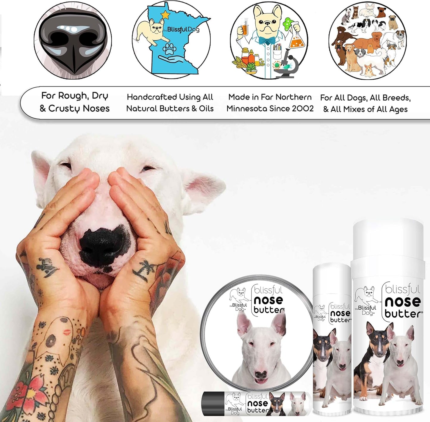 The Blissful Dog Bull Terrier Unscented Nose Butter, 2 oz