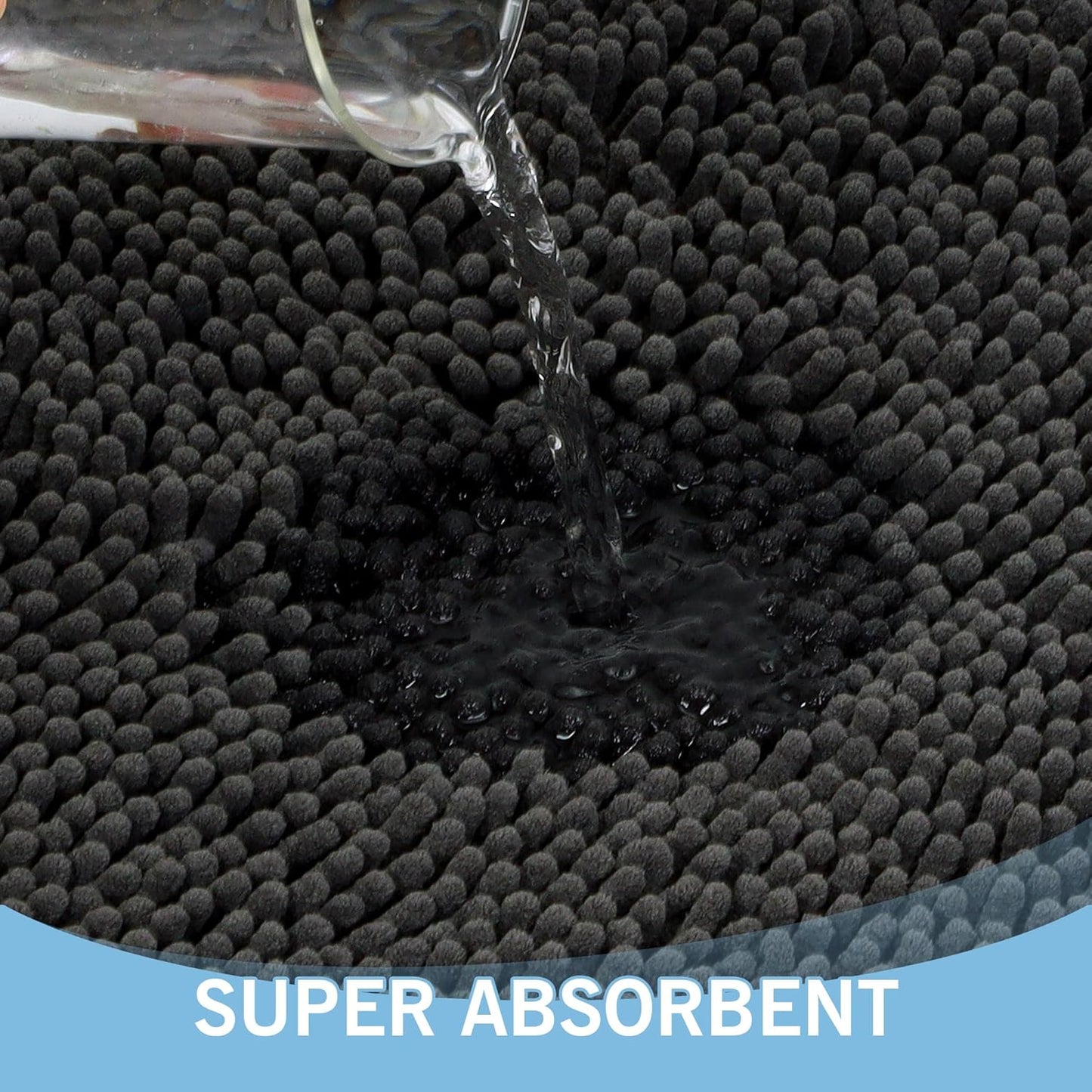 Amyracel Dirt Trapping Door Mat, 24" x 48" Large Absorbent Dog Door Mat for Muddy Paws, Quick Dry Non Slip Chenille Mud Mat for Dogs, Machine Washable Entry Indoor Entryway Rug for Inside Floor