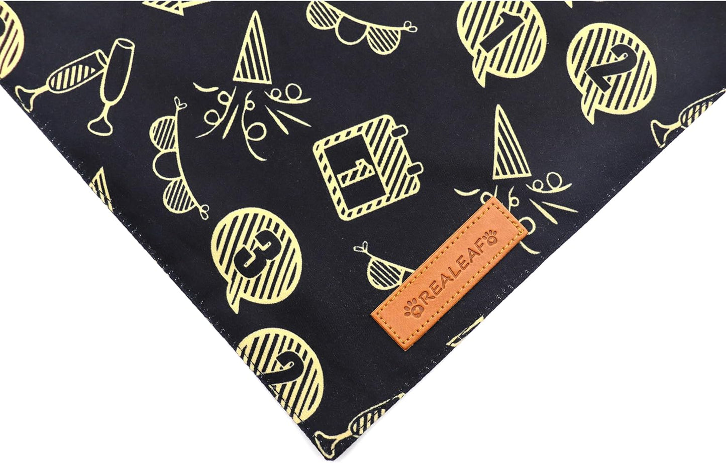 Realeaf Happy New Year Dog Bandanas 2 Pack, Reversible Holiday Pet Scarf for Boy and Girl, Premium Durable Fabric, Bandana for Small Medium Large and Extra Large Dogs (Small)