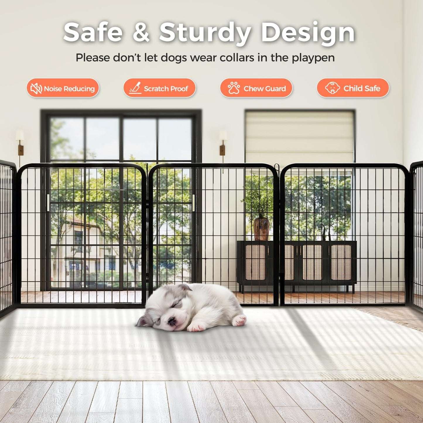 24 Inch Dog Playpen - 16 Panels Metal Pet Exercise Pen for Puppy, Indoor/Outdoor Dog Fence for Yard, Garden, Camping & RV Travel