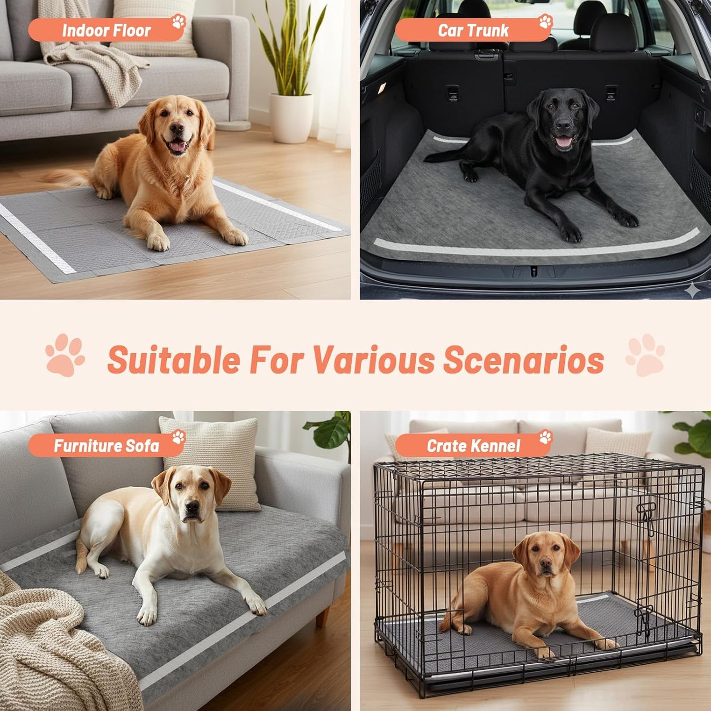 40PCS Charcoal Pee Pads for Dogs 31"x47", Extra Large Odor-Control Carbon Puppy Pads, Ultra-Absorbent & Quick Dry, Thicken Potty Training Pads for Doggie Cats Rabbits, Black Pet Piddle Pad