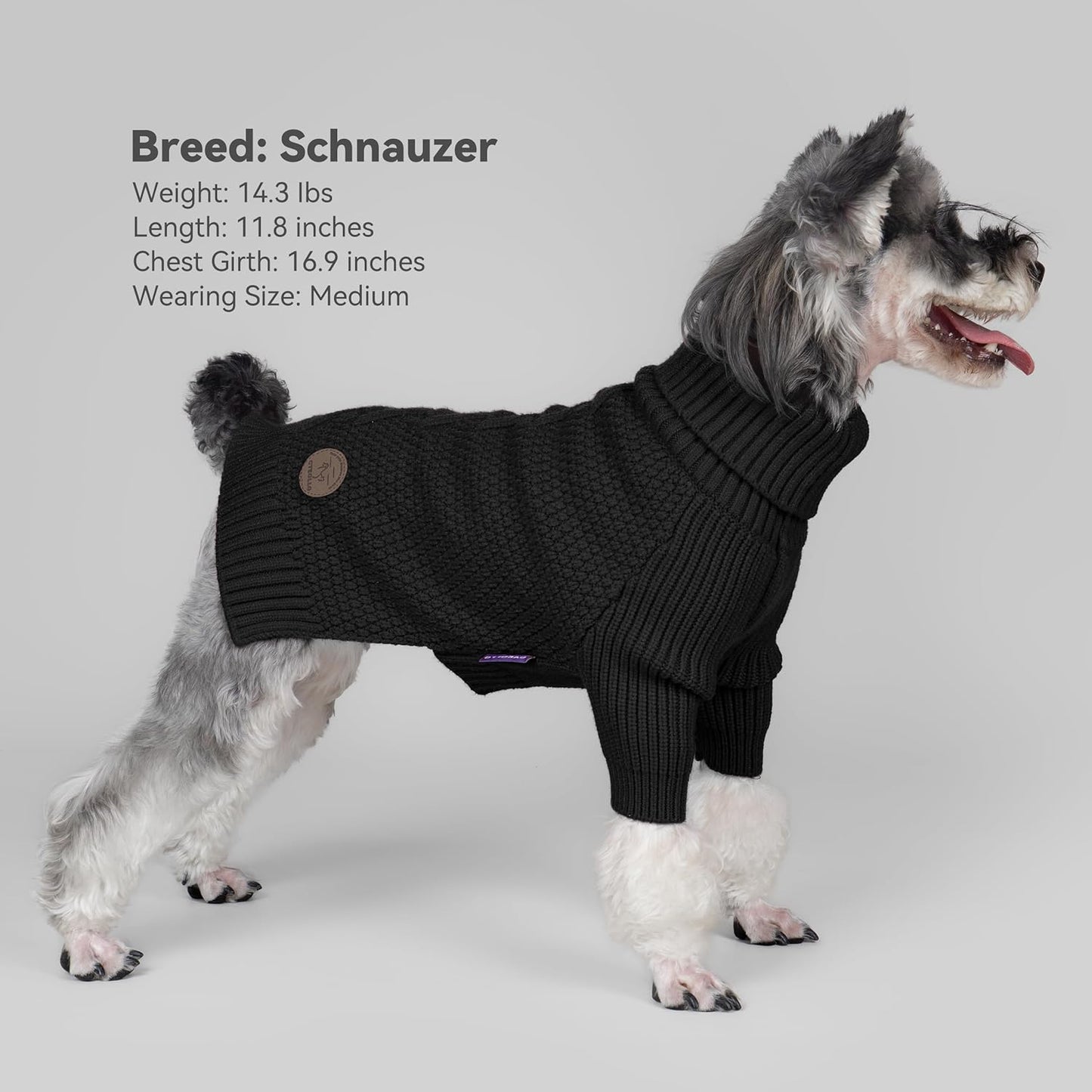 cyeollo Fleece Dog Sweater, Warm Turtleneck Dog Coat Stretchy Knit Sweaters for Small Dogs Boy Doggy Sweatshirt with Sleeves Fall Winter Pullover Cold Weather Dogs Clothes Wear, Black S