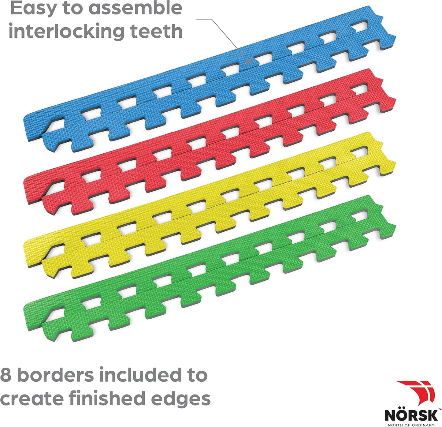 Norsk Reversible Kids Puzzle Play Mats 1/2" Thick EVA Interlocking Foam Tiles (Multicolor/Black 12 Tiles - 48 sq. Ft. 1/2" Thick)