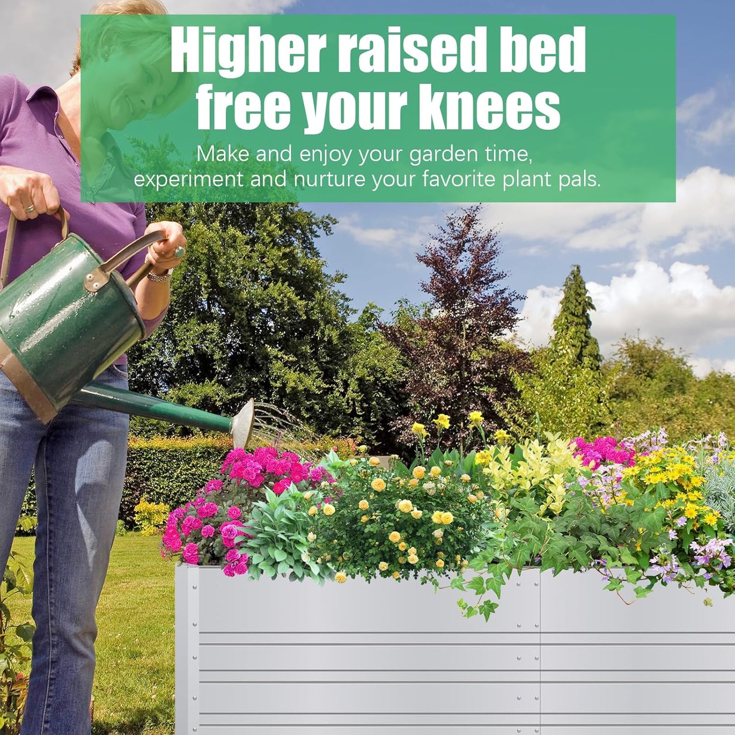 SnugNiture Galvanized Raised Garden Bed 8x4x2FT Outdoor Large Metal Planter Box Steel Kit for Planting Vegetables, Flowers