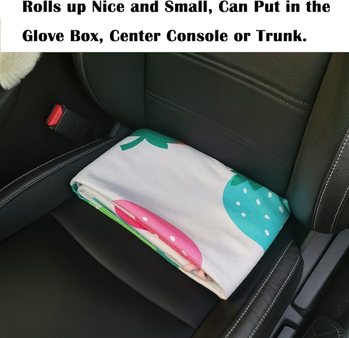 Car Seat Cover Protector Front Seats,for Gym Workout,Running,Swimming,Beach and Hiking,Waterproof Sweat Towel Bucket Seat Covers for Cars SUV Trucks (Strawberry, 2Pcs)