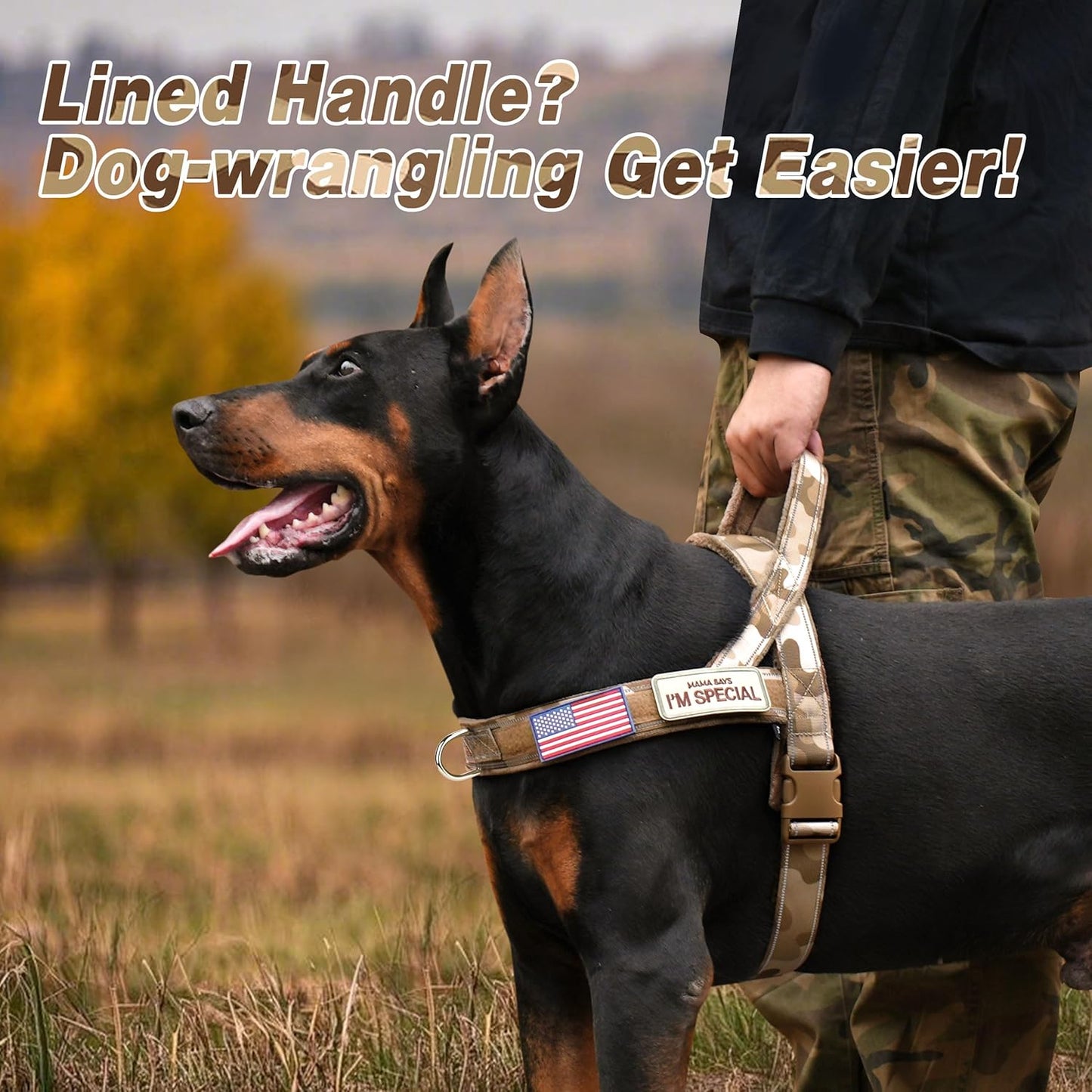 Forestpaw No Pull Dog Harness - Soft Flannel Padded Tactical Dog Vest Harness with Quick Release Buckle, Adjustable Reflective Pet Harness for Large Dogs Walking Training,Brown Camouflage XL