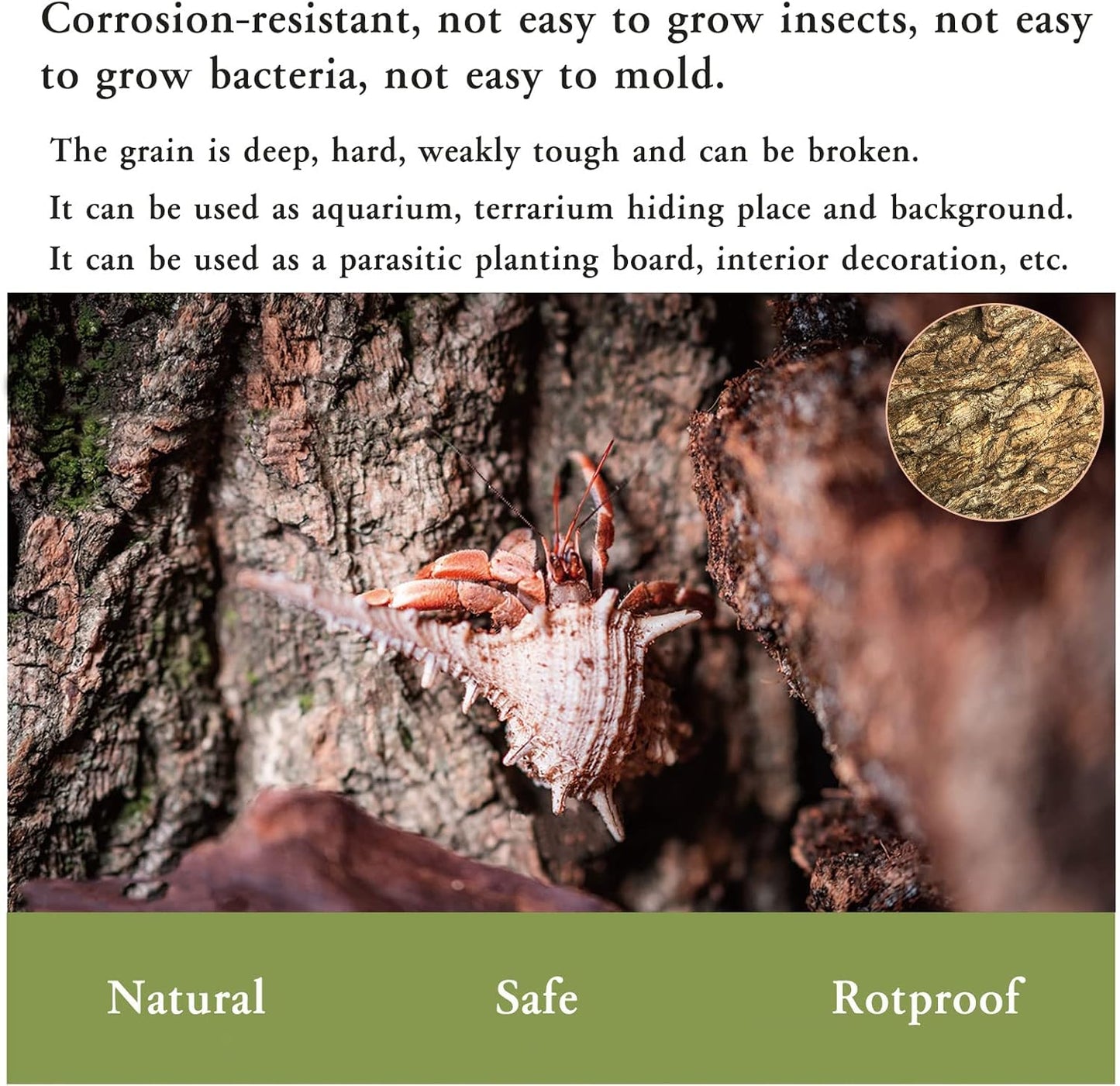 Tfwadmx 2Pcs Cork Terrarium Background 11.8” x 11.8” Natural Cork Bark Backdrop Reptile Background Climbing Wall Terrarium Accessories for Lizard, Tortoise, Gecko, Bearded Dragon, Chameleon