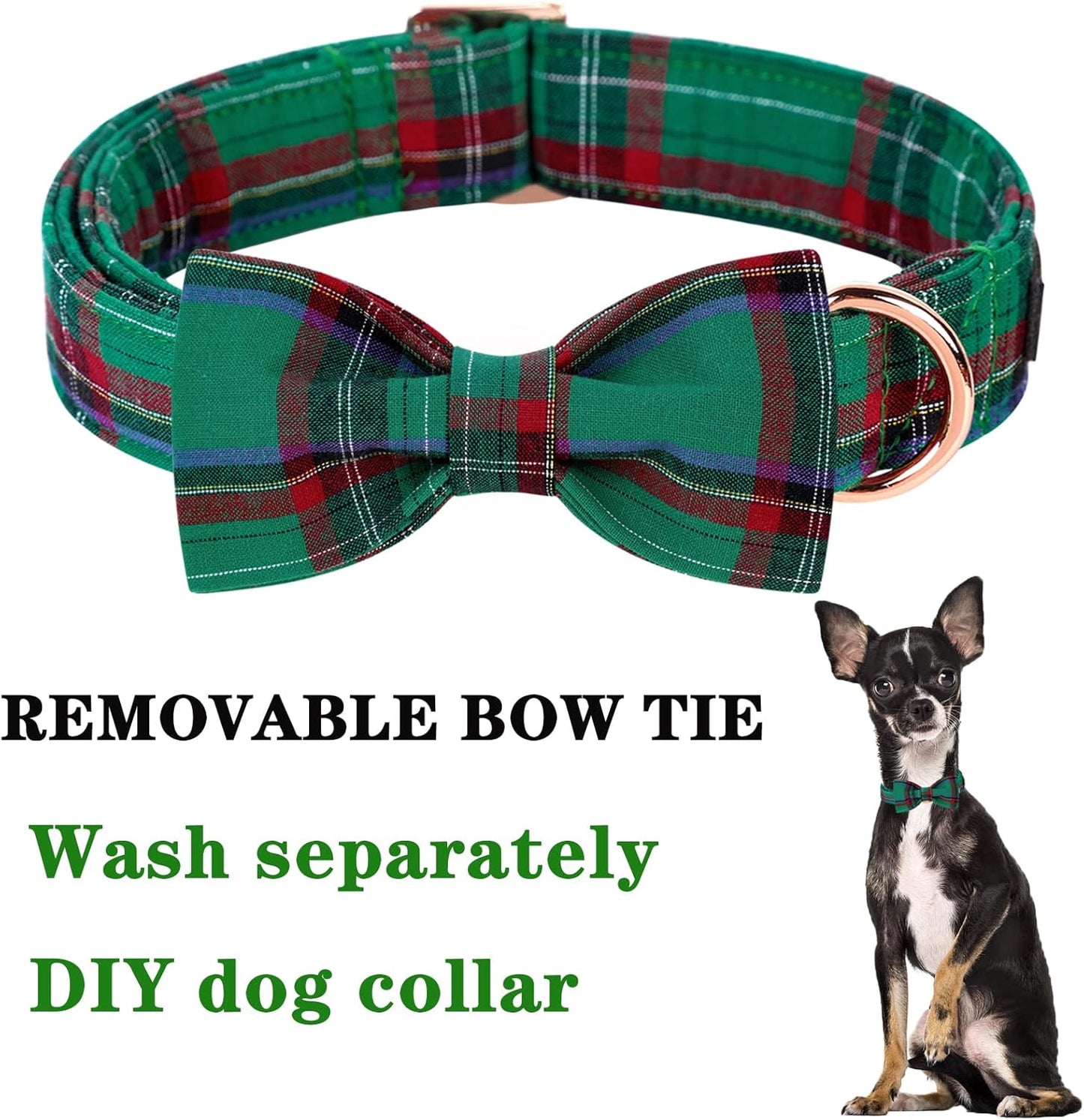 Unique style paws Dog Collar with Bow Tie Christmas Dog Collar for Small Medium Large Dogs with Adjustable Metal Buckle -S