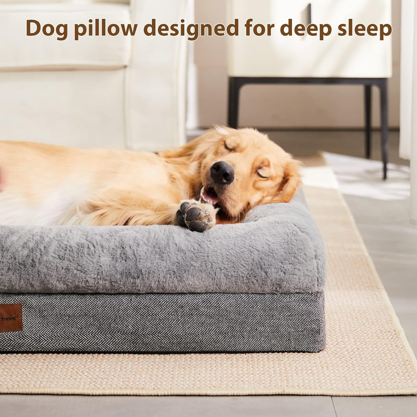 BFPETHOME XL Extra Orthopedic Dog Bed for Large Dogs – Washable Couch-Style Pet Bed with Supportive Bolster Sides, Removable Waterproof Cover, Non-Slip Bottom, Comfortable Dog Bed for Better Sleeping