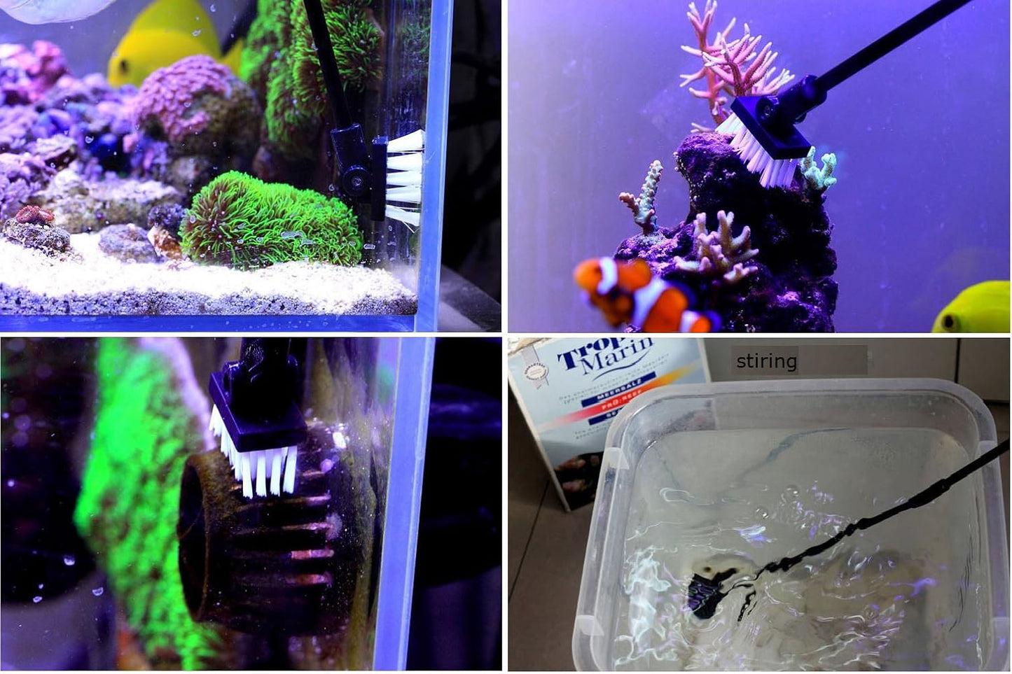 Aquarium Algae Scraper Cleaner Brush with 10 Stainless Steel Blades for Fish Reef Plant Glass Tank 26 Inch