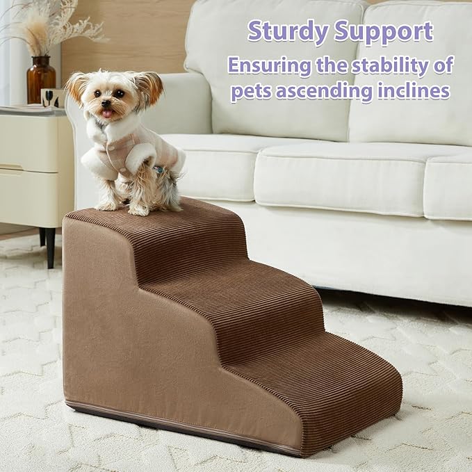 Dog Stairs for Small Dogs, 2-Steps Dog Ramp for Couch, Pet Stairs with Highly Supportive Foam and Non-Slip Bottom, Pet Steps for Cat & Doggie (High 11.8 Inch)
