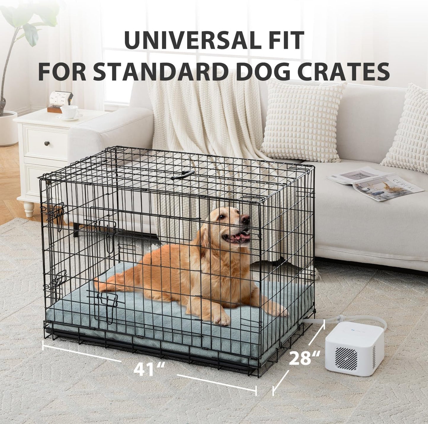 Pet Bed Cooling System, Consistent Cold Water Pad, No Refrigeration or Chemical Gel Needed, Machine Washable Bed, Ideal for Home and Crates (Cooling Green, 41" x 28")