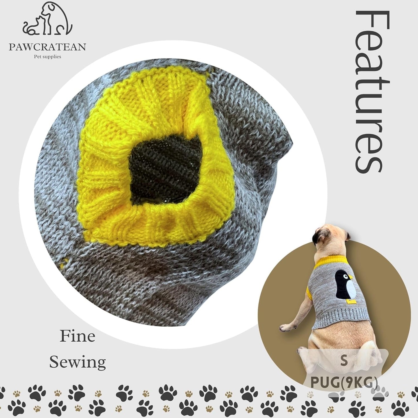 Cute Sweater for Dogs and Cats Soft Flannel Pet Outfit Warm and Cozy Animal Hoodie Small to Large Pet Clothes for Halloween Parties and Everyday Wear (Large, Grey Pinguin)
