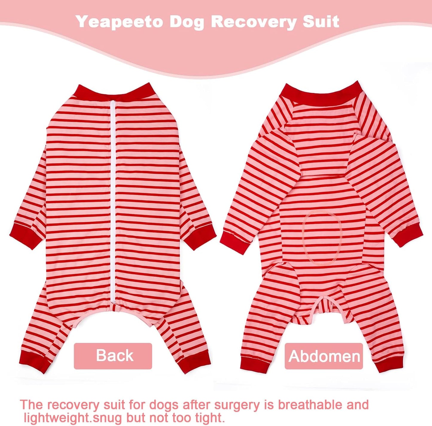 Yeapeeto Dog Onesie Surgery Recovery Suit for Large Medium Bodysuit Dogs Pajamas PJS Full Body for Shedding, Prevent Licking, Wound Protection, Cone Alternative… (Red Pink, 5XL)