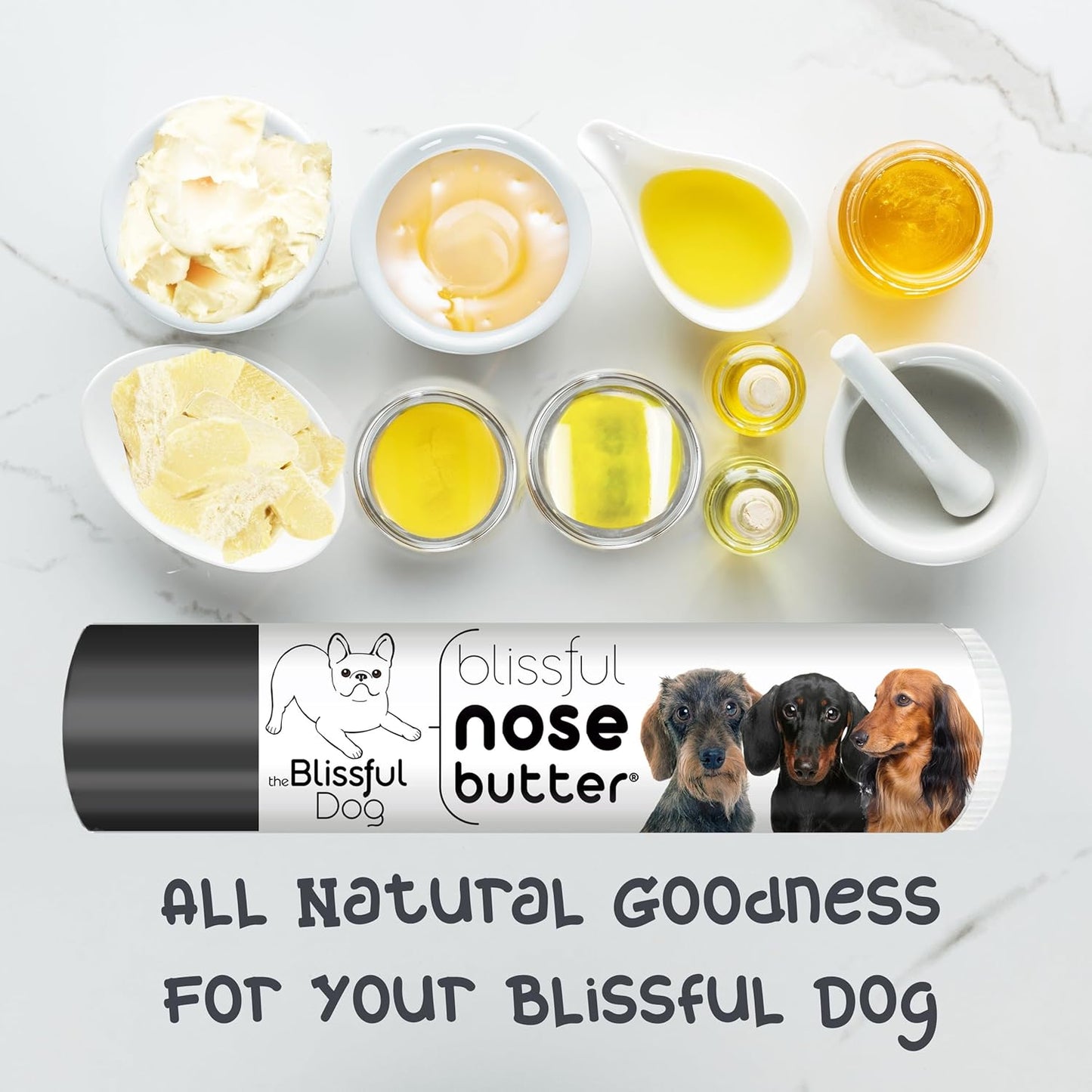 The Blissful Dog Daschund Nose Butter for Dry, Cracked Skin, Lick-Safe Dog Nose Balm with Moisturizing Shea Butter, Almond, Olive, and Essential Oils, Pet Supplies, Uncented, 0.15 oz.