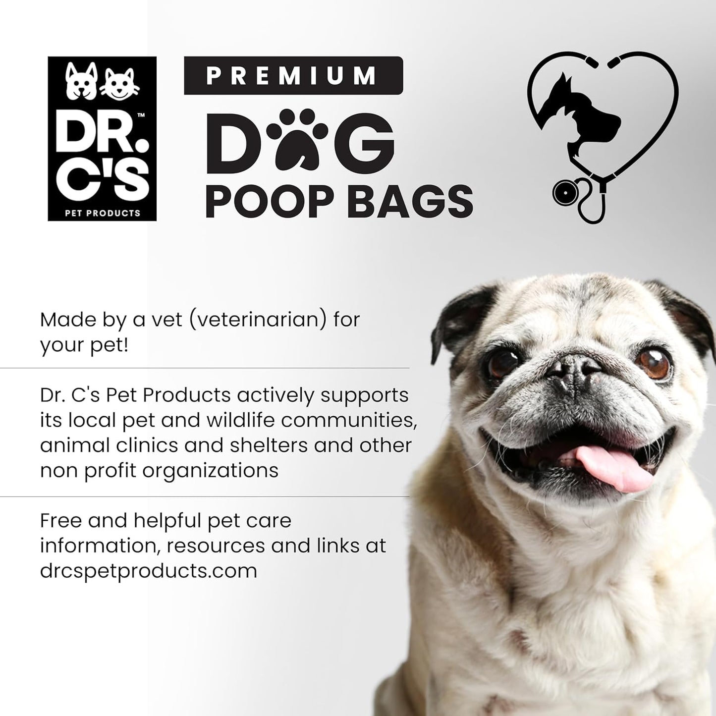 100% Certified Compostable Dog Poop Bags - Dr. C's Premium Dog Poop Bags - 120 Bags / 8 Rolls, Extra thick, Leak Proof, Unscented, Plant Based and Earth Friendly