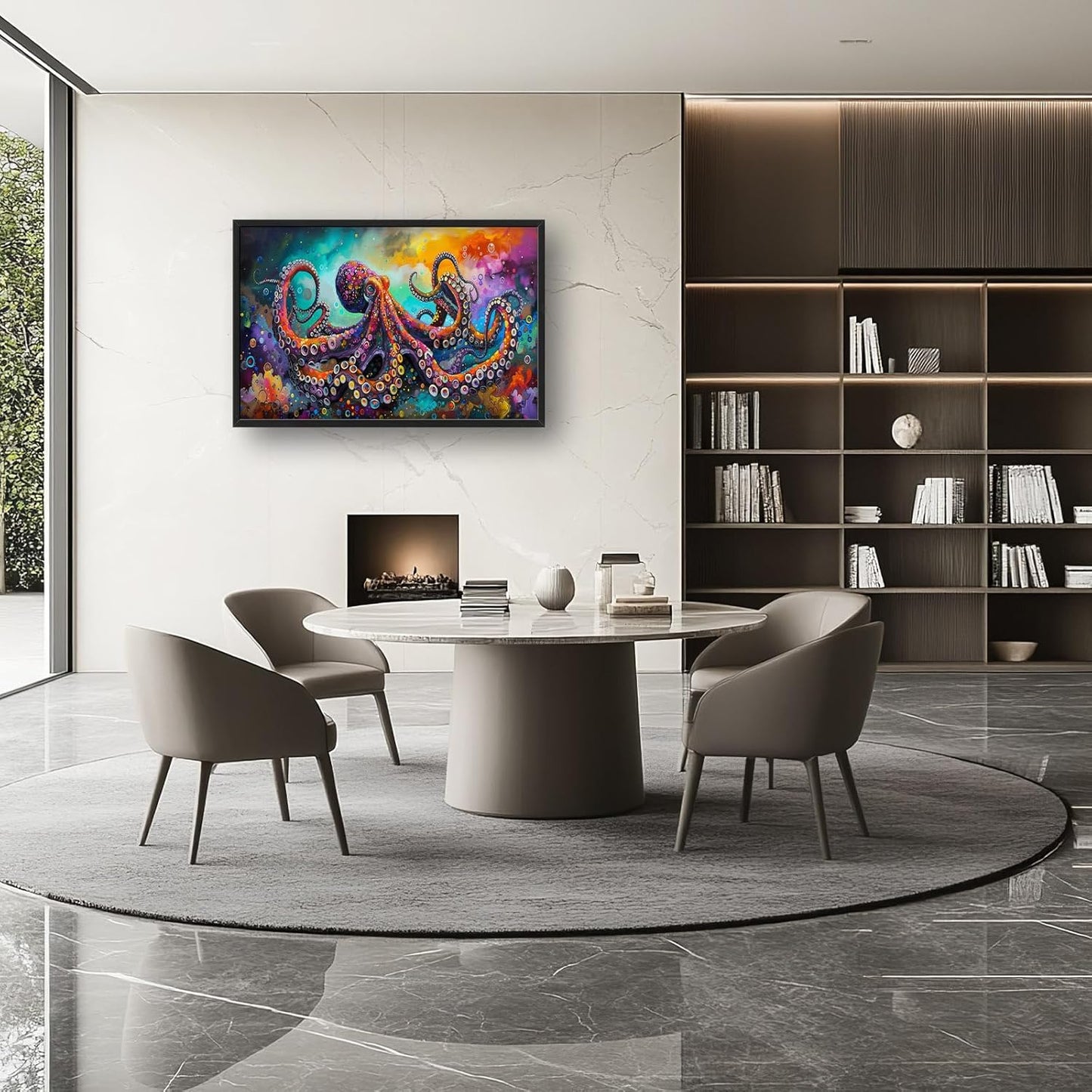 Quorin Octopus Large Wall Art Abstract Colorful Octopus Pictures Sea Ocean Animal Wall Decor Canvas Print Painting Artwork for Bathroom Living Room Bedroom 36L x 24W