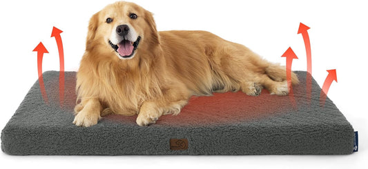 Bedsure Self Warming Dog Beds Large Sized Dog - Extra-Large Orthopedic Waterproof Puppy Bed with Removable Washable Cover, Egg Crate Foam Pet Mat, Suitable for Pet Up to 100 lbs