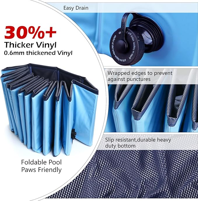 Jasonwell Foldable Dog Pool Collapsible Hard Plastic Dog Swimming Pool Portable Kiddie Pool Pet Pool Doggie Wading Pool Bath Tub for Puppy Small Medium Large Dogs Cats and Kids 87"