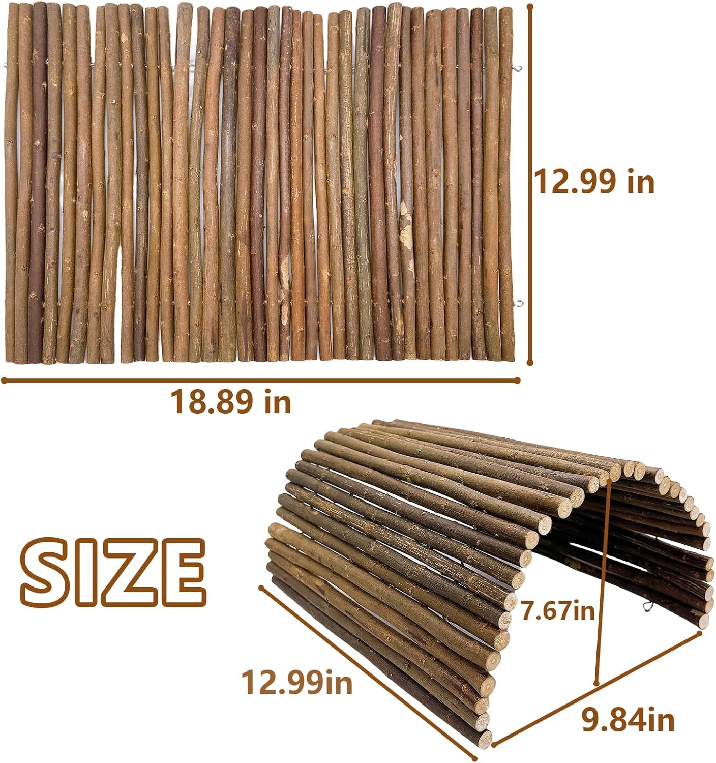 BNOSDM 12.99"x 18.89" Reptile Hideout Wooden Bridge Lizard Hide Caves Bearded Dragon Habitat Accessories for Gecko Snake Frog Chameleon Iguana Tortoise