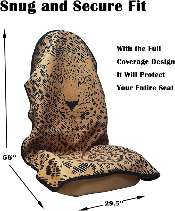 Car Seat Cover Protector Front Seats,for Gym Workout,Running,Swimming,Beach and Hiking,Waterproof Sweat Towel Bucket Seat Covers for Cars SUV Trucks (Leopard, 2Pcs)