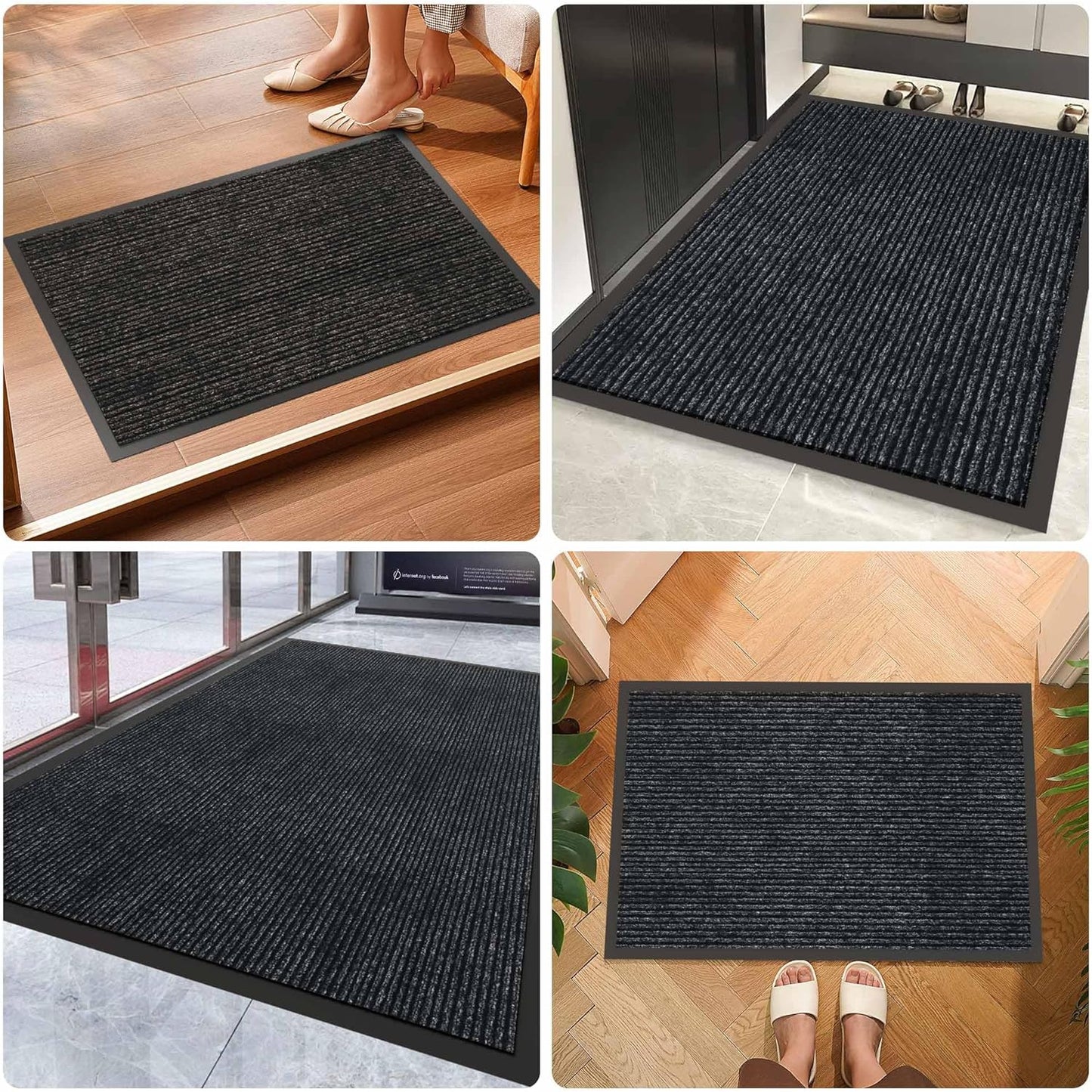 Indoor Outdoor Door Mat, 6’ x 4' Doormat for Entryway, Rubber Backing Non Slip Front Door Mat Outside Entrance, Super Absorbent Commercial Floor Mat for Home Office