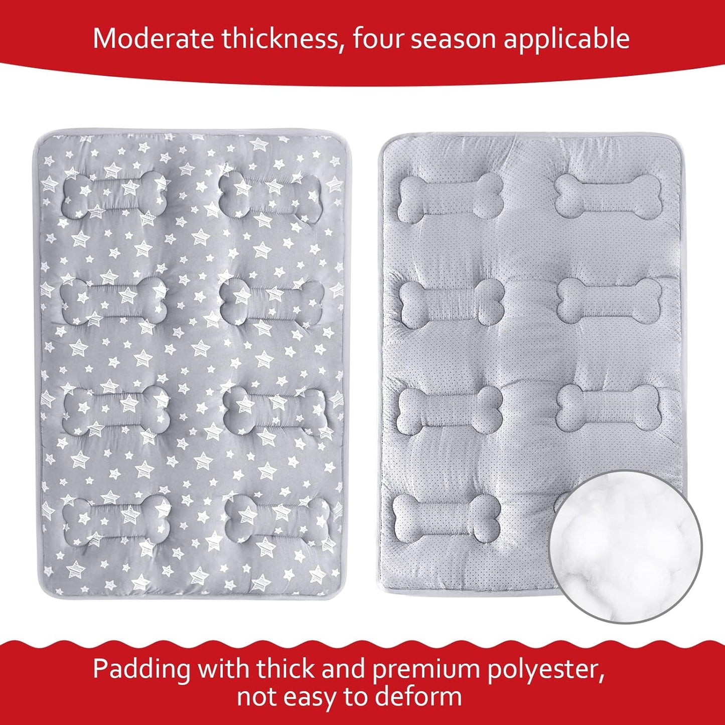 Dog Crate Bed Mat (36" X 23"), Soft Dog Bed Mat with Cute Stars, Personalized Crate Pad, Anti-Slip Bottom, Machine Washable Kennel Pad